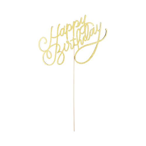 Gold Happy Birthday Paper Cake Topper - Party, Girl! 