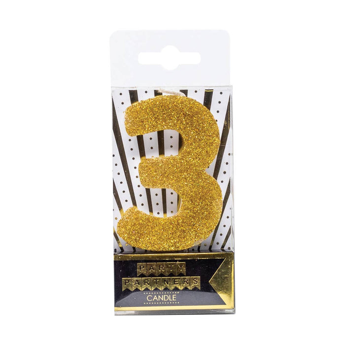 Gold Glitter Number Candle - Party, Girl! 