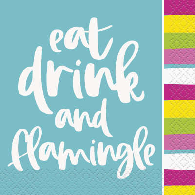 Eat Drink and Flamingle Beverage Napkins