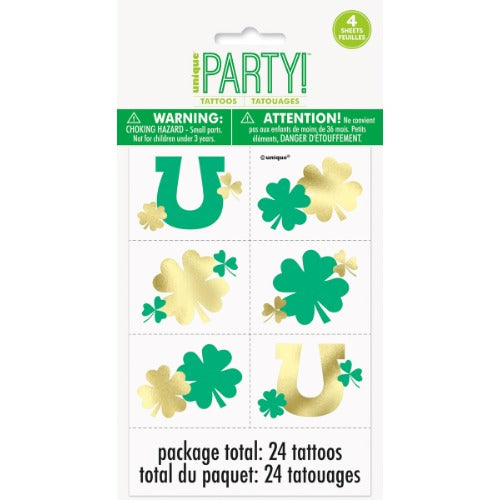 St. Patrick's Day Green & Gold Foil Temporary Tattoos