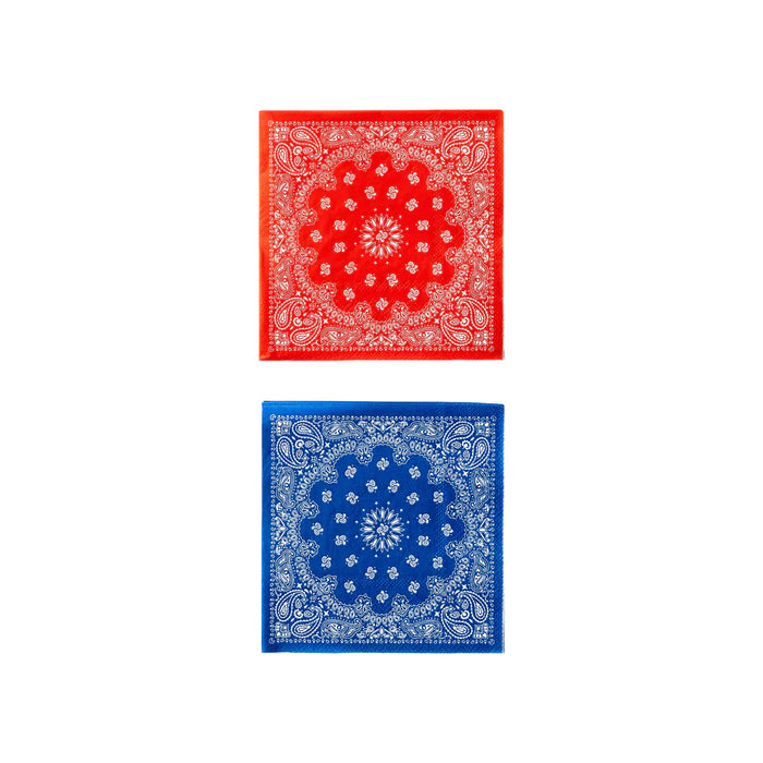 Bandana Cocktail Napkins, Red and Blue