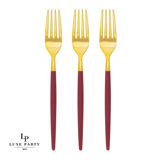Luxe Party Two-Toned Cutlery Forks Cranberry