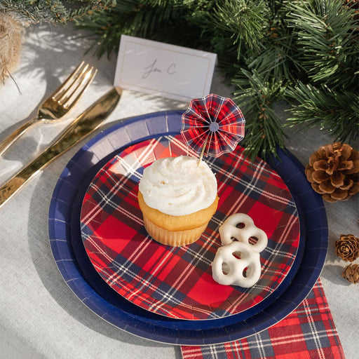Coterie Holiday Red Tartan Plaid Plates (2 size options)