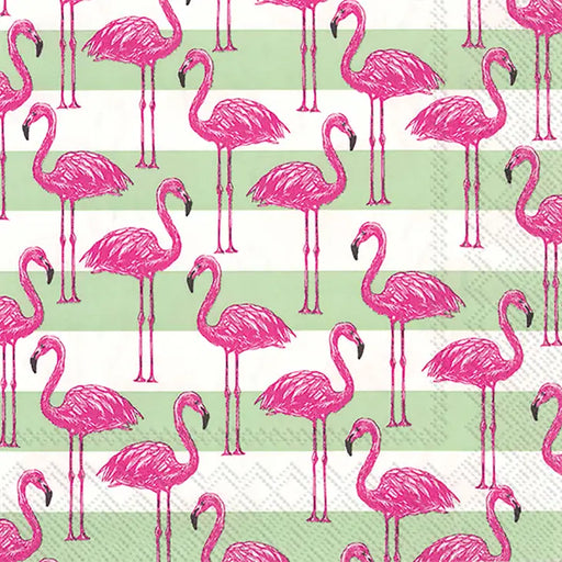 Striped Flamingo Beverage Napkin