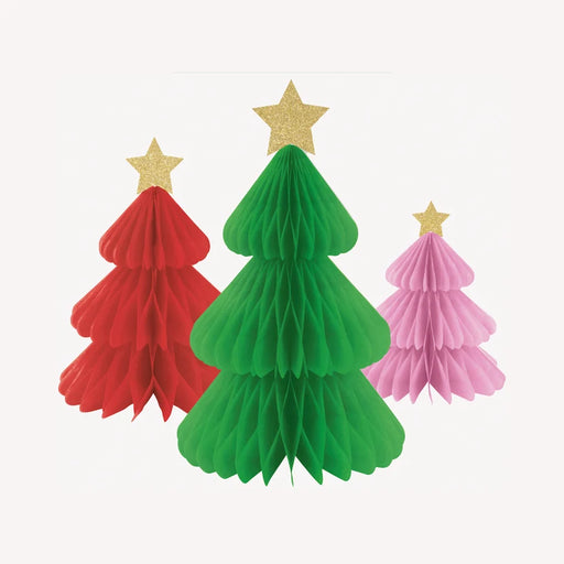 Colorful Honeycomb Christmas Trees, set of 3