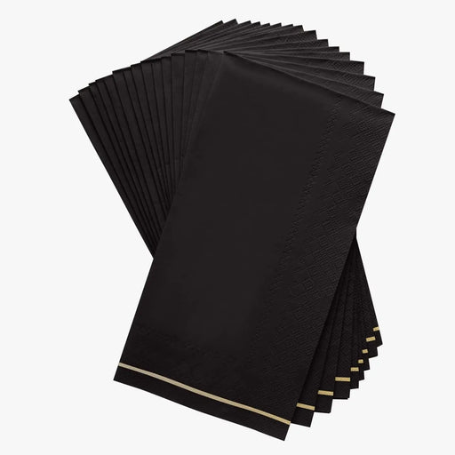 Luxe Party Black with Gold Stripe Napkins (2 size options)