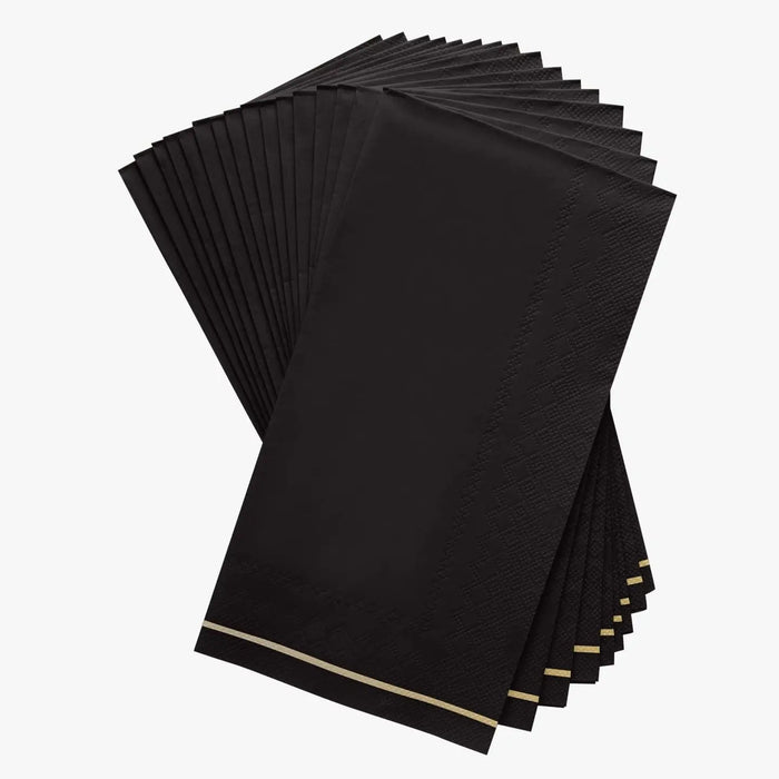 Luxe Party Black with Gold Stripe Guest Napkins