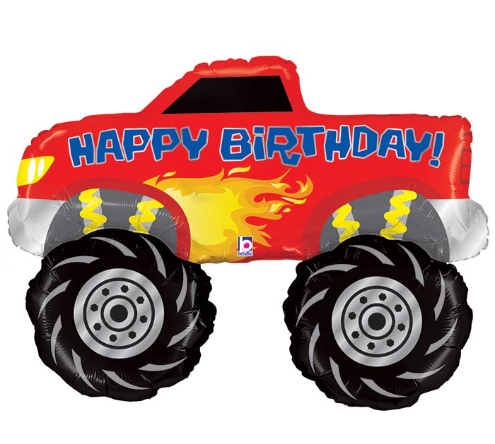 Monster Truck Shape Foil Happy Birthday Balloon 40"