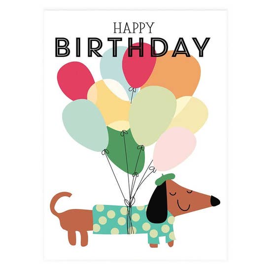 Dachshund Balloons Birthday Greeting Card - Party, Girl! 
