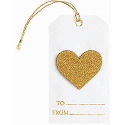 Gold Glitter Heart Adornment Gift Tags - Party, Girl! 