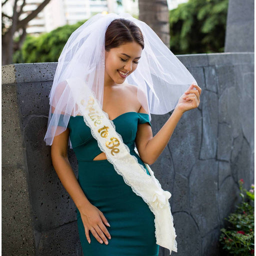Veil and Sash Combo Pack for Bachelorette or Bridal Shower - Party, Girl! 