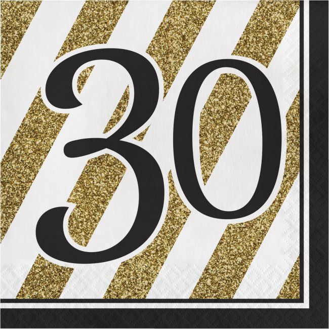 Black and Gold Milestone Birthday Luncheon Napkins (multiple number options)
