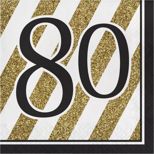 Black and Gold Milestone Birthday Luncheon Napkins (multiple number options)