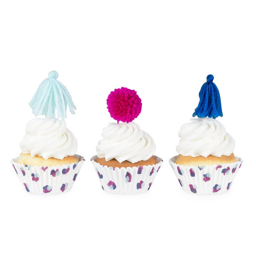 Cupcake Kit Set of 24 Cupcake Holders 12 Yarn Tassel and 12 - Party, Girl! 