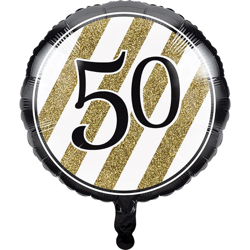 Black and Gold Milestone Birthday Foil Balloon (age options)