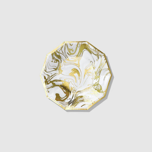 Carrera Gold and White Marble Small Plates (10 Count)