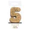Gold Glitter Number Candle, 3"
