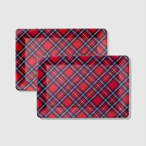 Red Tartan Plaid Serving Trays (2 Count)