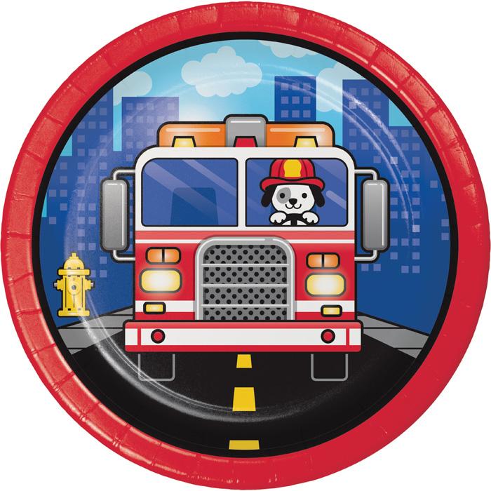 Flaming Fire Truck Plates - Party, Girl! 