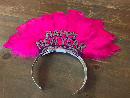 Happy New Year Feathered Headband, assorted colors