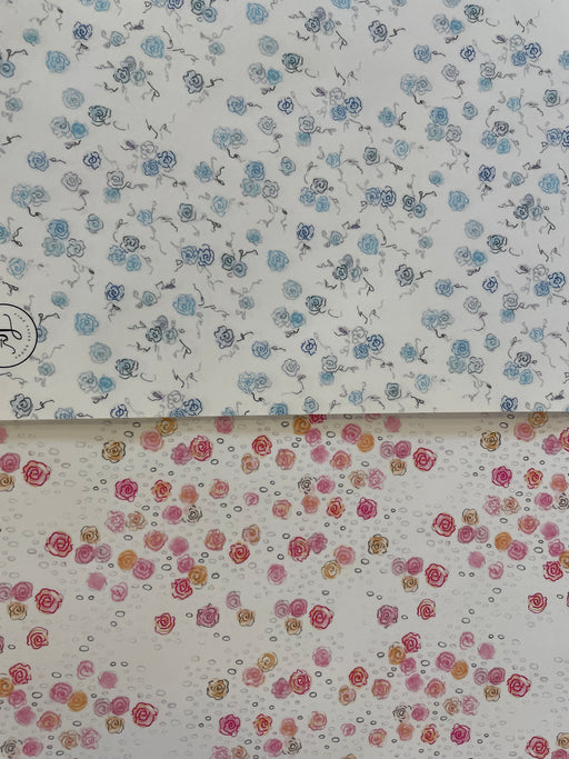 Wrapping Paper Dainty Flowers Single Sheet (Blue or Pink)
