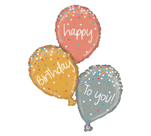 Happy Birthday Metallic Trio Foil Balloon, 40"
