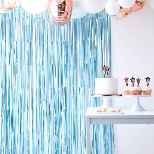 Blue Mylar Fringe Curtain by Ginger Ray