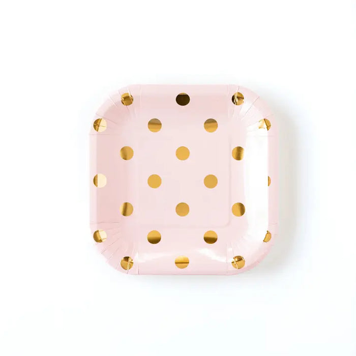 Blush with Gold Dots Square Plates