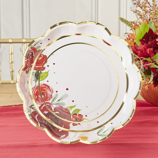 Burgundy Blush Floral Plates by Kate Aspen (2 size options)