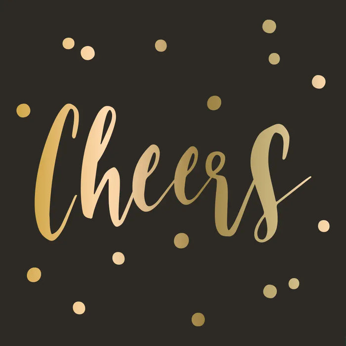 Cheers Cocktail Napkins Black and Gold