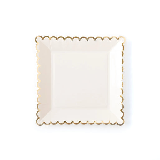Cream Square Scallop 9" Plates