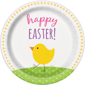 Happy Easter 9" Plate, Yellow Chick