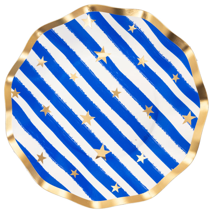 Patriotic Appetizer/Dessert Bowls Wavy Blue & White Stripe