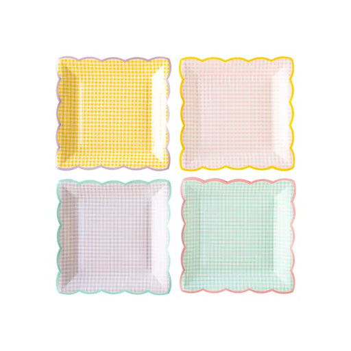 Gingham Square Scallop 9" Plates