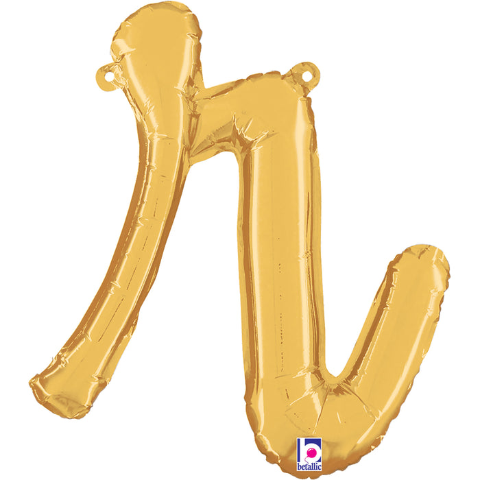 Air Fill Only Script Letter Balloons Gold
