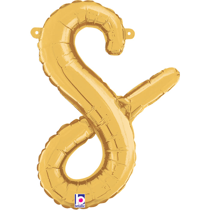 Air Fill Only Script Letter Balloons Gold
