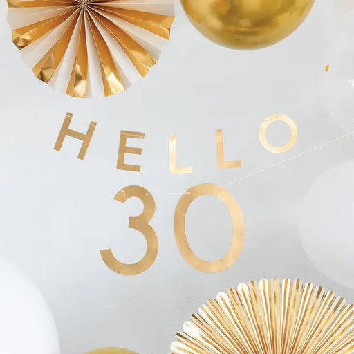 Hello Number Birthday Banner, Gold Foil