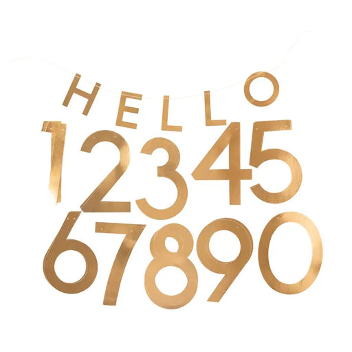 Hello Number Birthday Banner, Gold Foil