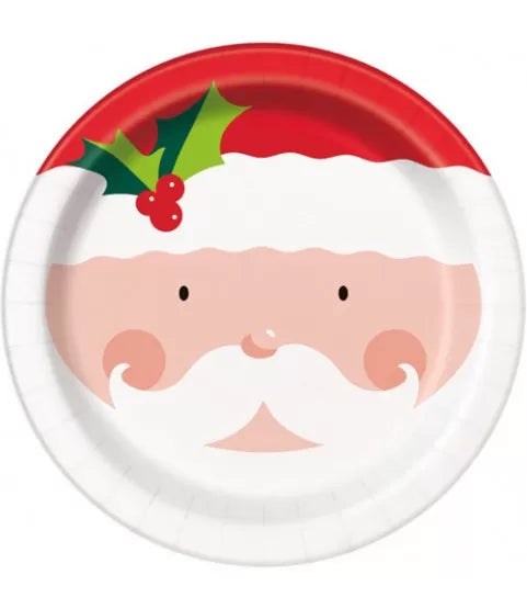 Christmas Holly Santa Large Plates