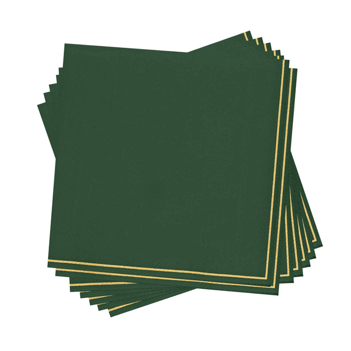 Luxe Party Emerald with Gold Stripe Napkins (2 size options)
