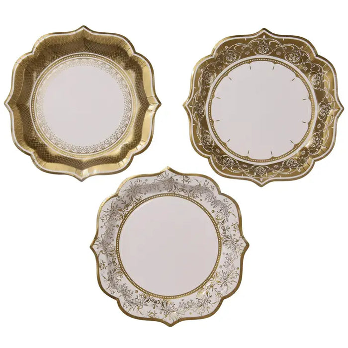 Gold and White Party Porcelain Medium Plates