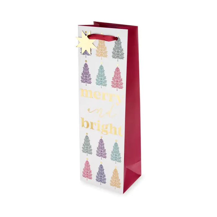 Wine Bag, Merry & Bright Christmas Trees