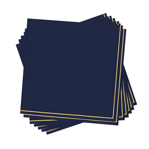 Luxe Party Navy with Gold Stripe Luncheon Napkins