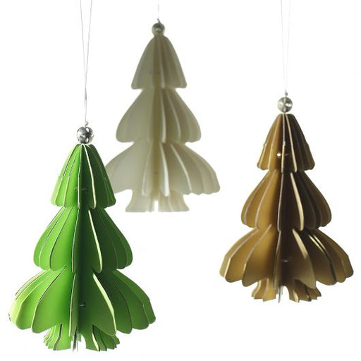 Paper Tree Christmas Ornament, Multiple Color Options