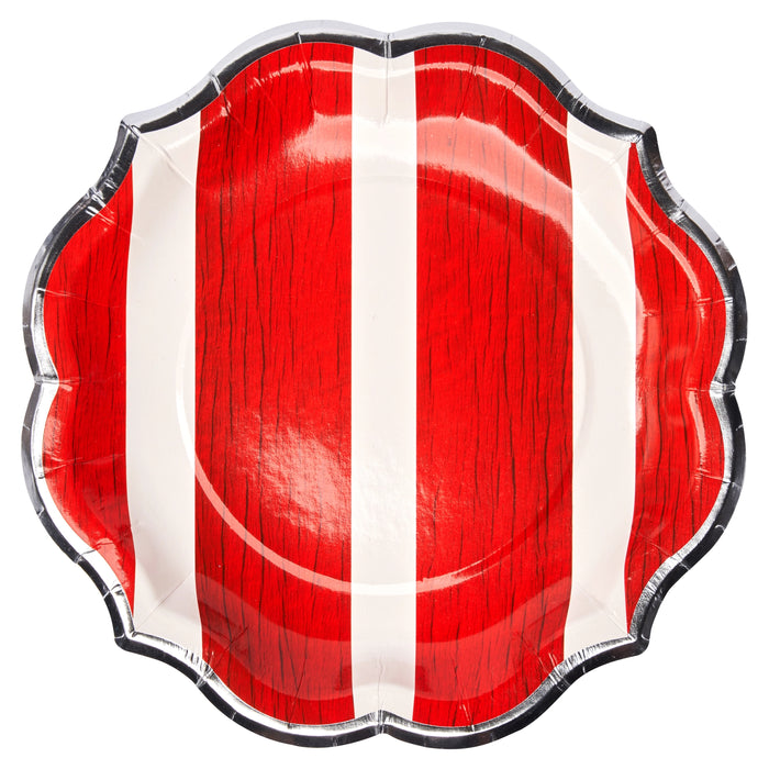Red and White Stripe Salad Plates
