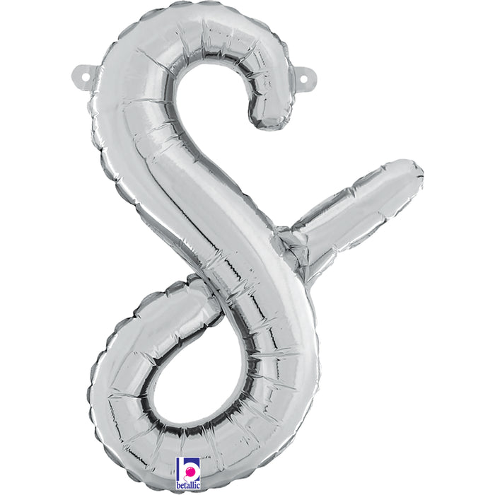 Air Fill Only Script Letter Balloons Silver
