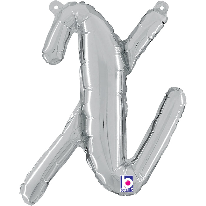 Air Fill Only Script Letter Balloons Silver