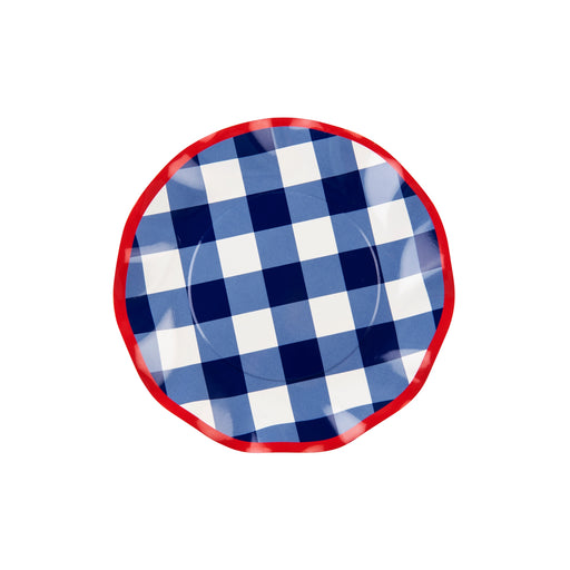 Blue & White Gingham w/ Red Wavy Salad Plate