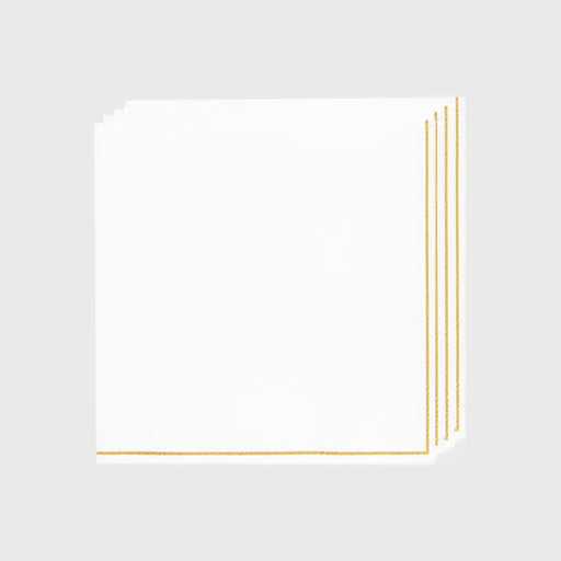Luxe Party White with Gold Stripe Napkins (2 size options)
