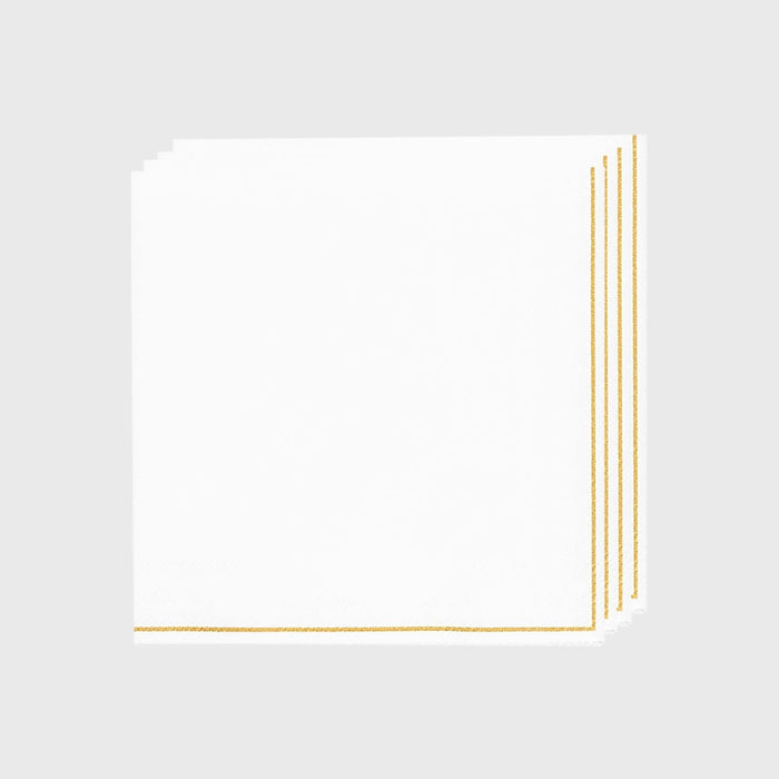 Luxe Party White with Gold Stripe Napkins (2 size options)